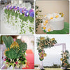 Artificial tropical palm leaves used as party decor and floral arrangements.