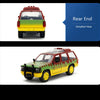 Rear end view of a 1:32 scale diecast model of a Jurassic Park Ford Explorer Tour Vehicle