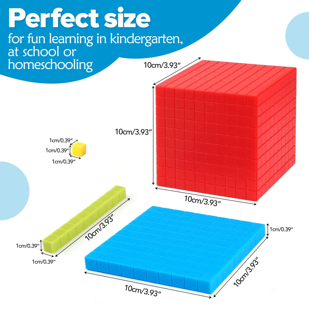 Colorful Base Ten Blocks Set for Math Learning