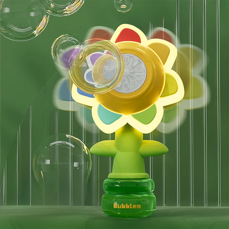 Sunflower Bubble Machine with Lights and Auto Shake for Kids