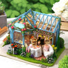 Wooden Dollhouse Kit with Furniture and Lighting