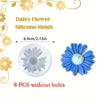 Eight silicone daisy flower molds in blue and white for crafting