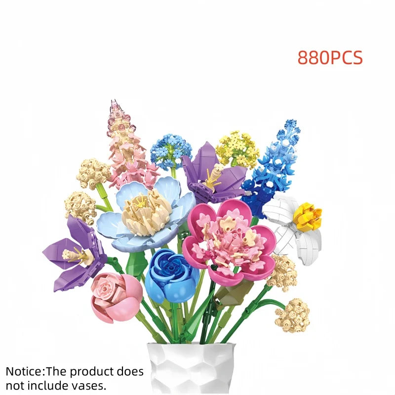 3D Eternal Flower Bouquet Building Block Set