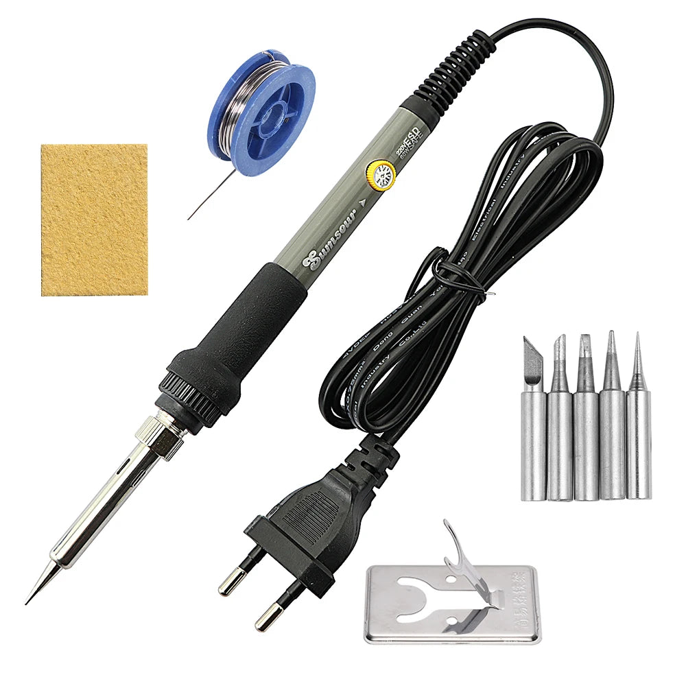 Precision soldering iron kit including iron, cable, and tips for electronics work