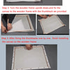 Step-by-step instructions showing how to assemble and paint a canvas on a wooden frame for DIY wall art.