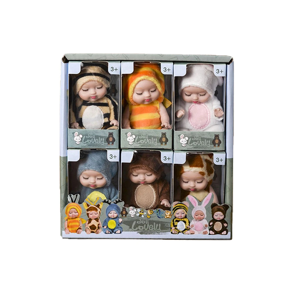 Mini Sleeping Baby Dolls with Clothes - Set of 6