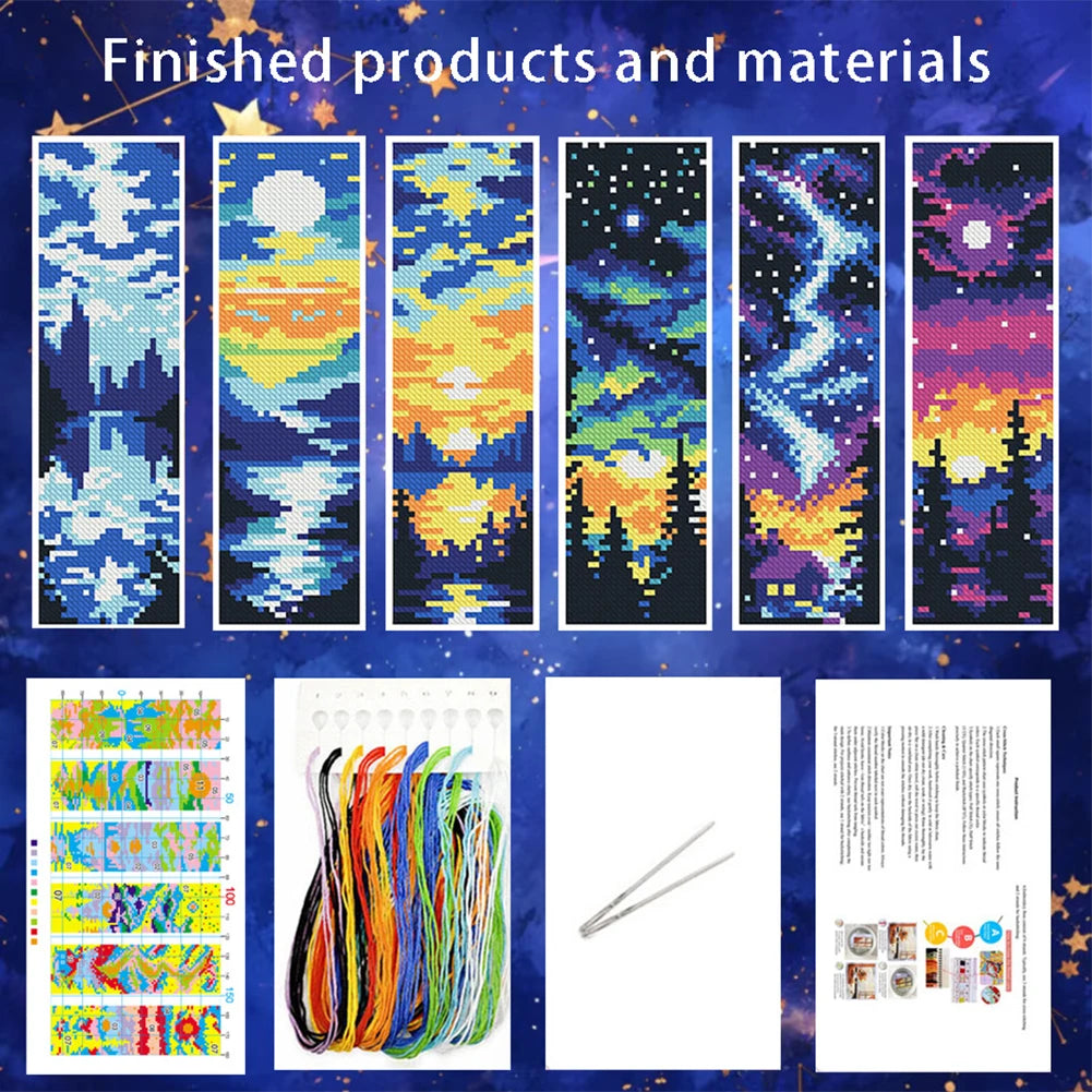 DIY Cross Stitch Bookmark Kit – Set of 6 for Beginners