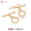 Four sets of 18K gold round O-toggle clasps for bracelets and jewelry making