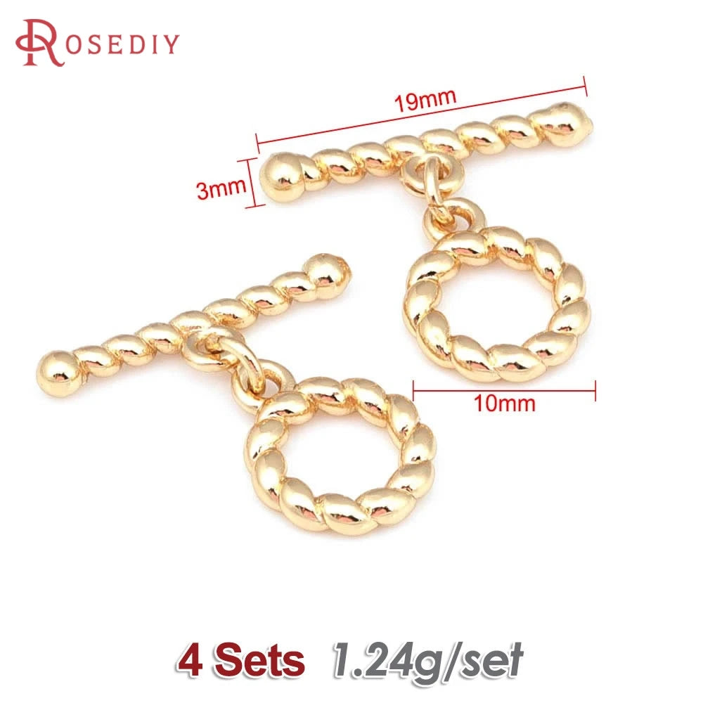 Four sets of 18K gold round O-toggle clasps for bracelets and jewelry making