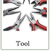 A collection of ten metal O-ring spring clasps and pliers for DIY jewelry and keychains.