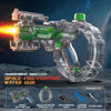 Transparent gray Z-lock space fire-fighting water gun with a circular storage clip and accessories