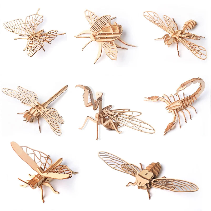 Wooden 3D Insect Puzzle Kit – Butterfly, Bee, Scorpion & More