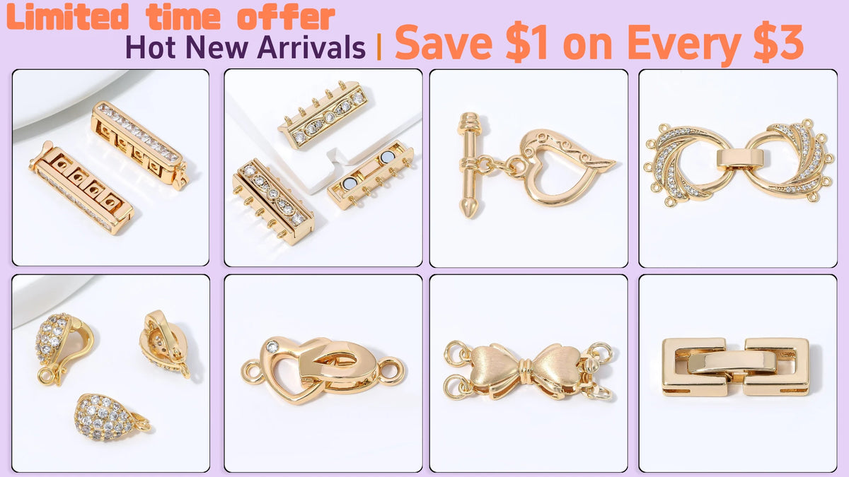 Assortment of gold-plated brass round spacer beads for jewelry making, including various shapes and sizes.