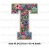 A floral letter T patch made of fabric for DIY clothing and accessories