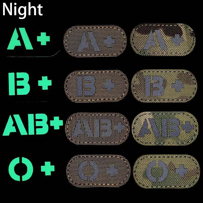 Blood Type Tactical Patches with Glow-in-the-Dark Design