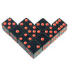 A set of ten vibrant red and orange acrylic six-sided dice for board games and RPGs