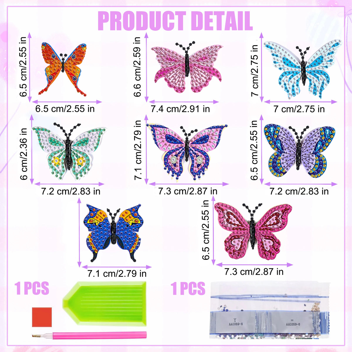 Butterfly Diamond Painting Magnets Kit – 8 Designs