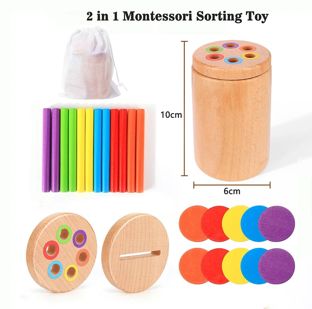 Wooden Montessori Color Sorting & Shape Matching Toy