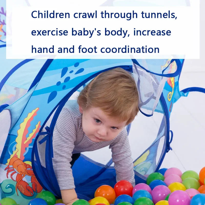 3-in-1 Kids Ball Pit Play Tent with Tunnel