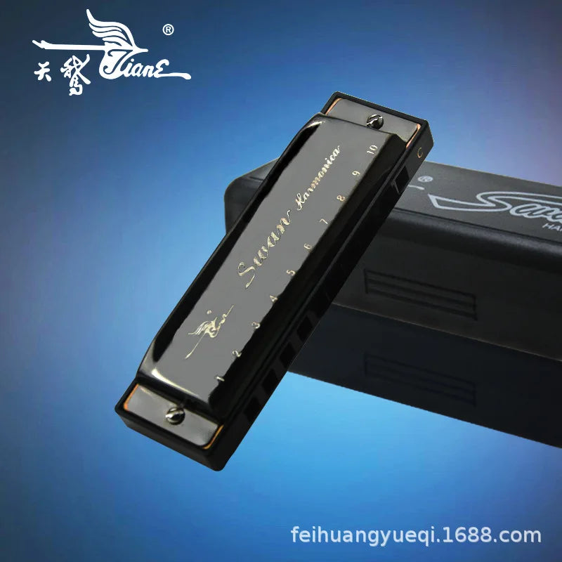 10-Hole C Diatonic Harmonica with Carrying Case