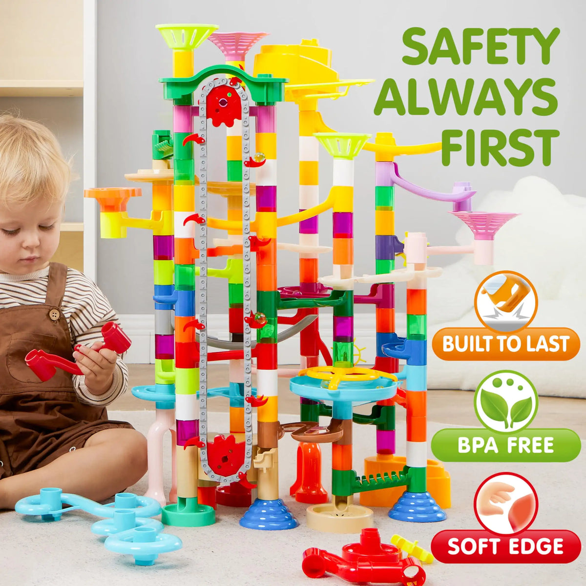 Glowing Marble Run with Motorized Elevator – 236-Piece STEM Building Set for Kids