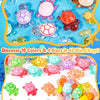 A collection of 42 blind bags containing 10 colors and 4 sizes of glow in the dark mini turtle collectible figurines.