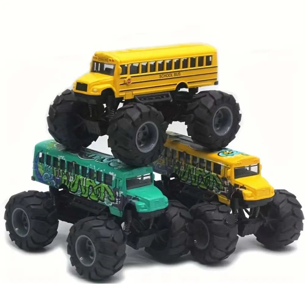 Die-Cast Metal School Bus Pull-Back Toy – 1:43 Scale with Large Wheels