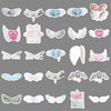 A collection of decorative wing stickers in various colors and shapes for mobile phones