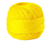 A ball of bright yellow 100% cotton crochet thread for tatting and embroidery.