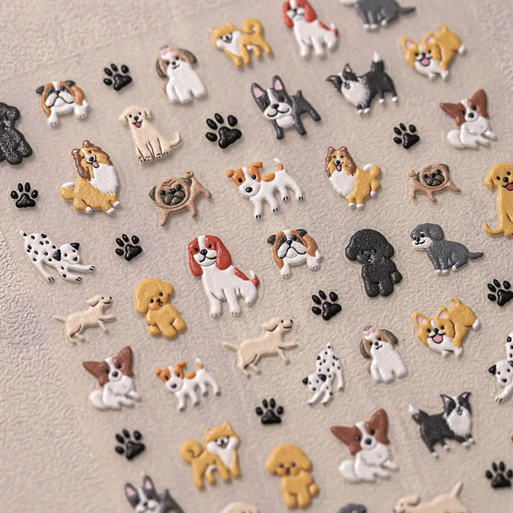 Cartoon Dog 5D Embossed Nail Art Stickers
