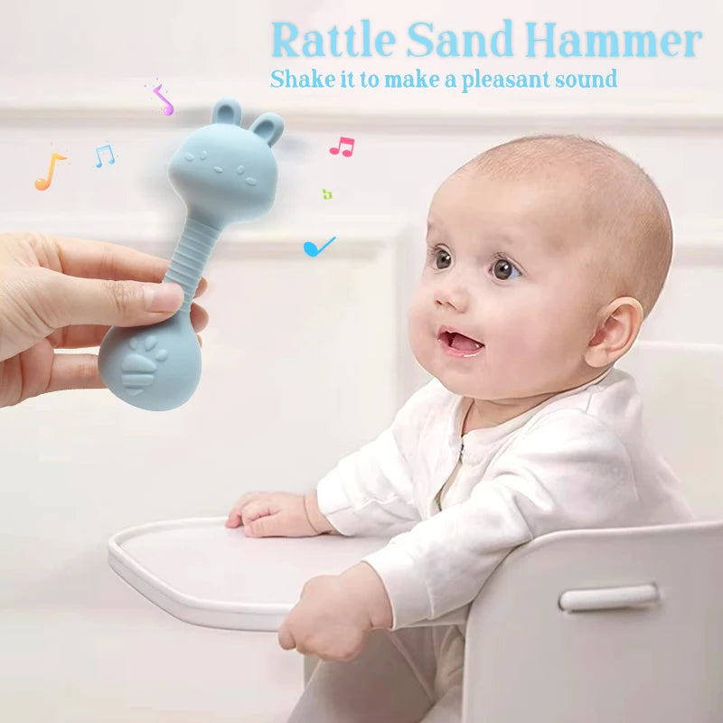 Rabbit Ear Silicone Baby Rattle & Teether Set