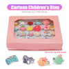 A pink box containing a set of 24 colorful gemstone rings and jewelry for girls