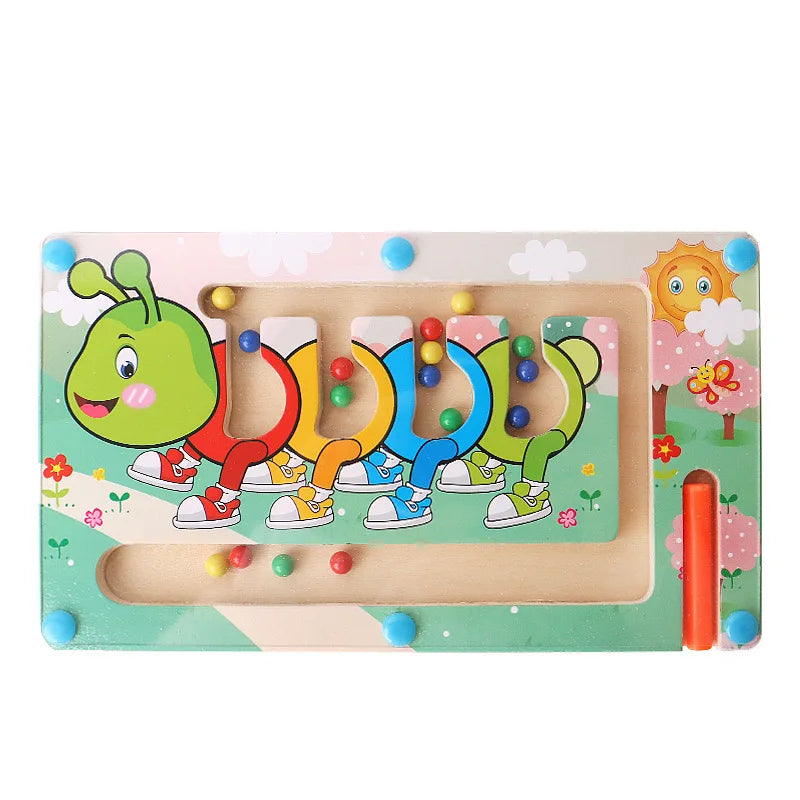 Magnetic Color Sorting Maze Toy – Wooden Montessori Puzzle Board