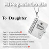 Silver pendant necklace with a charm engraved with verses for a daughter