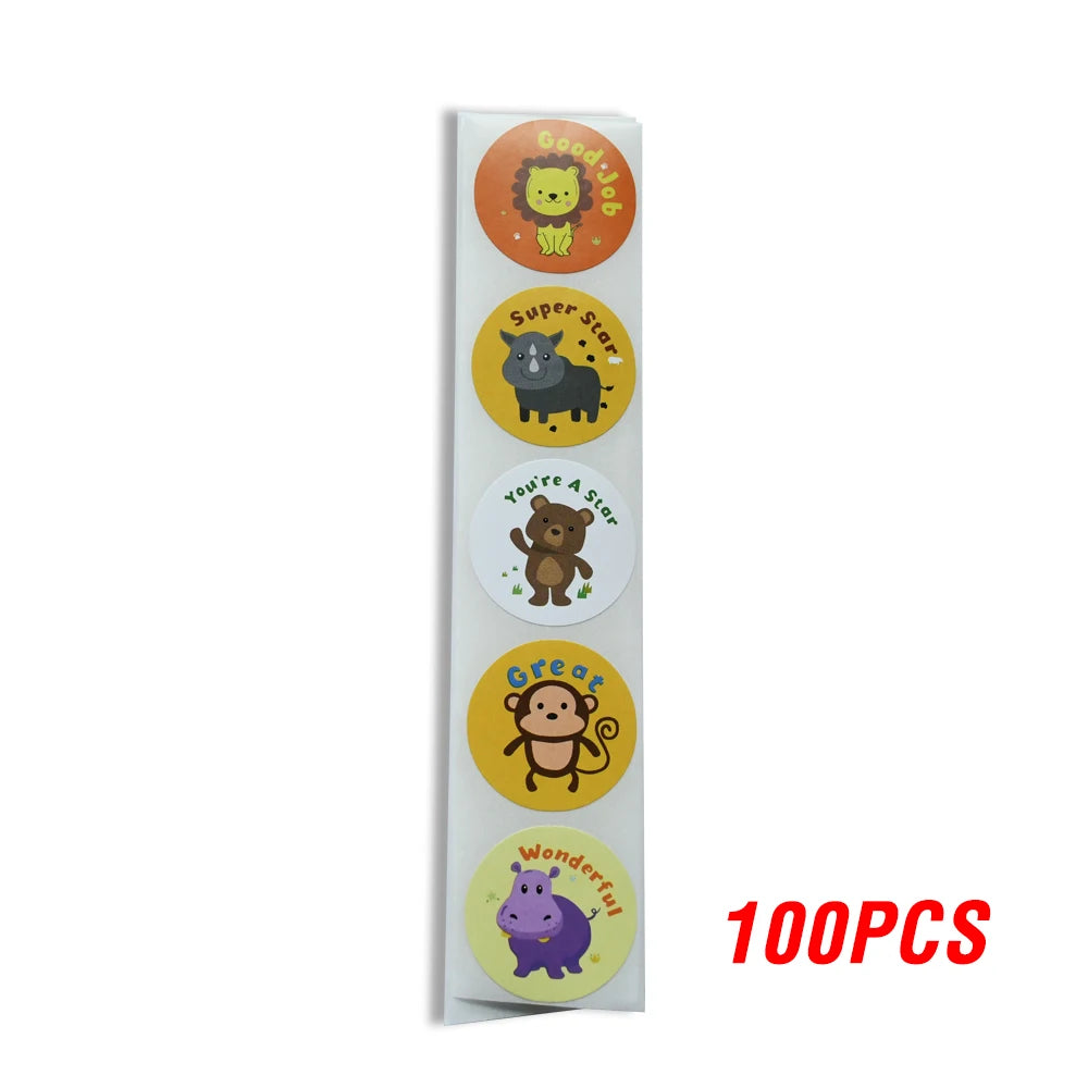 Spanish Motivational Reward Stickers for Kids – Cute Animal Encouragement Sticker Roll