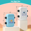 A white and blue 2-in-1 math roller stamp is shown next to a larger version, demonstrating different sizes for practice.