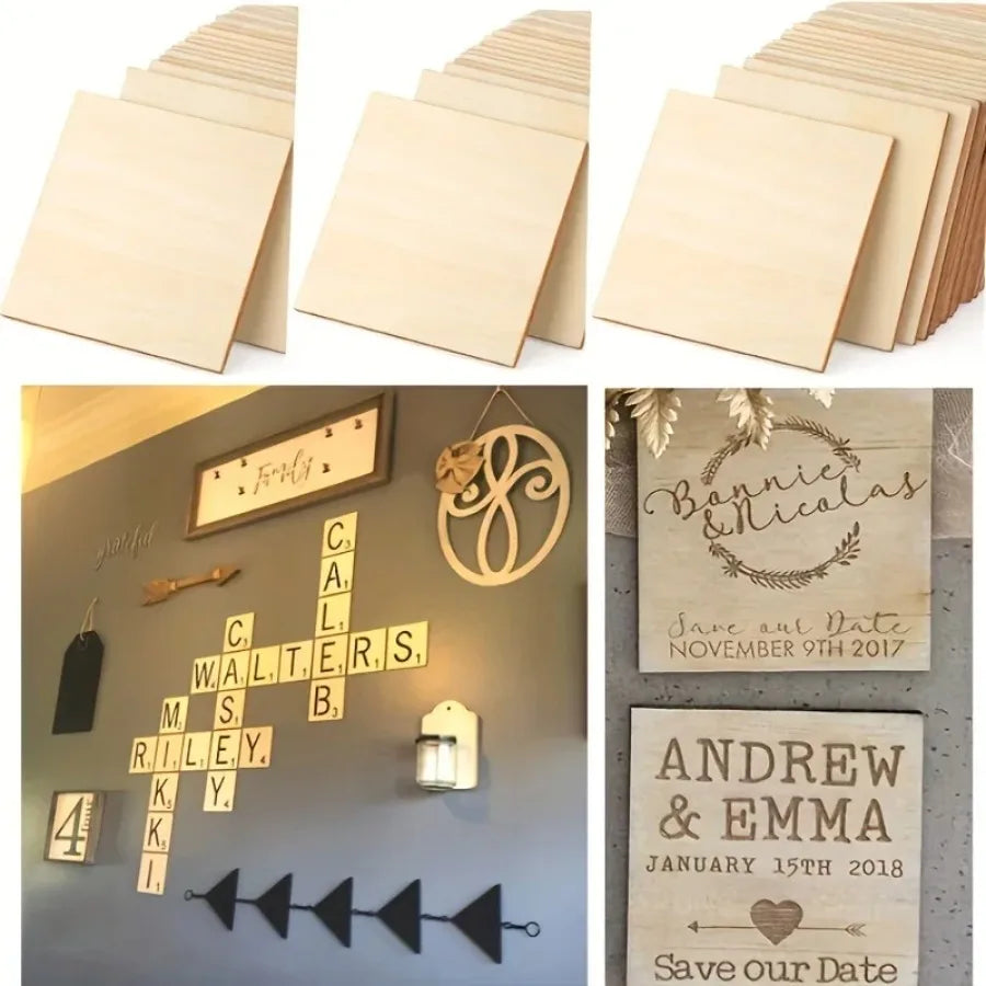Unfinished Wood Square Sheets for Crafting and Engraving