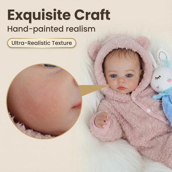 18" Lifelike Reborn Baby Doll with Soft Cloth Body and Hand-Painted Details