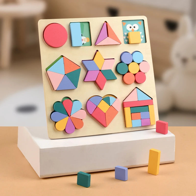 Wooden Rainbow Shape Sorting Puzzle for Kids