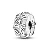 A sterling silver charm bead shaped like a flower or butterfly, used for DIY bracelet making.