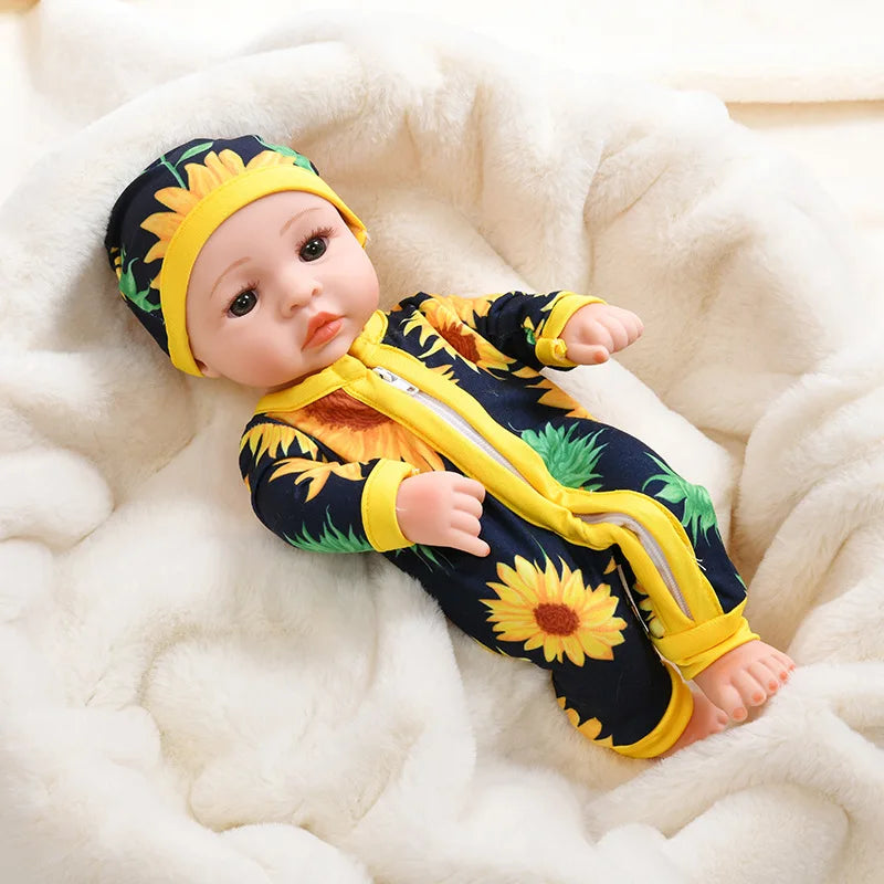 Lifelike 12-Inch Reborn Baby Doll with Outfit – Soft Vinyl, Huggable & Cute