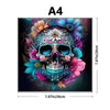 A detailed illustration of a skull adorned with vibrant flowers and foliage, suitable for an adult jigsaw puzzle.