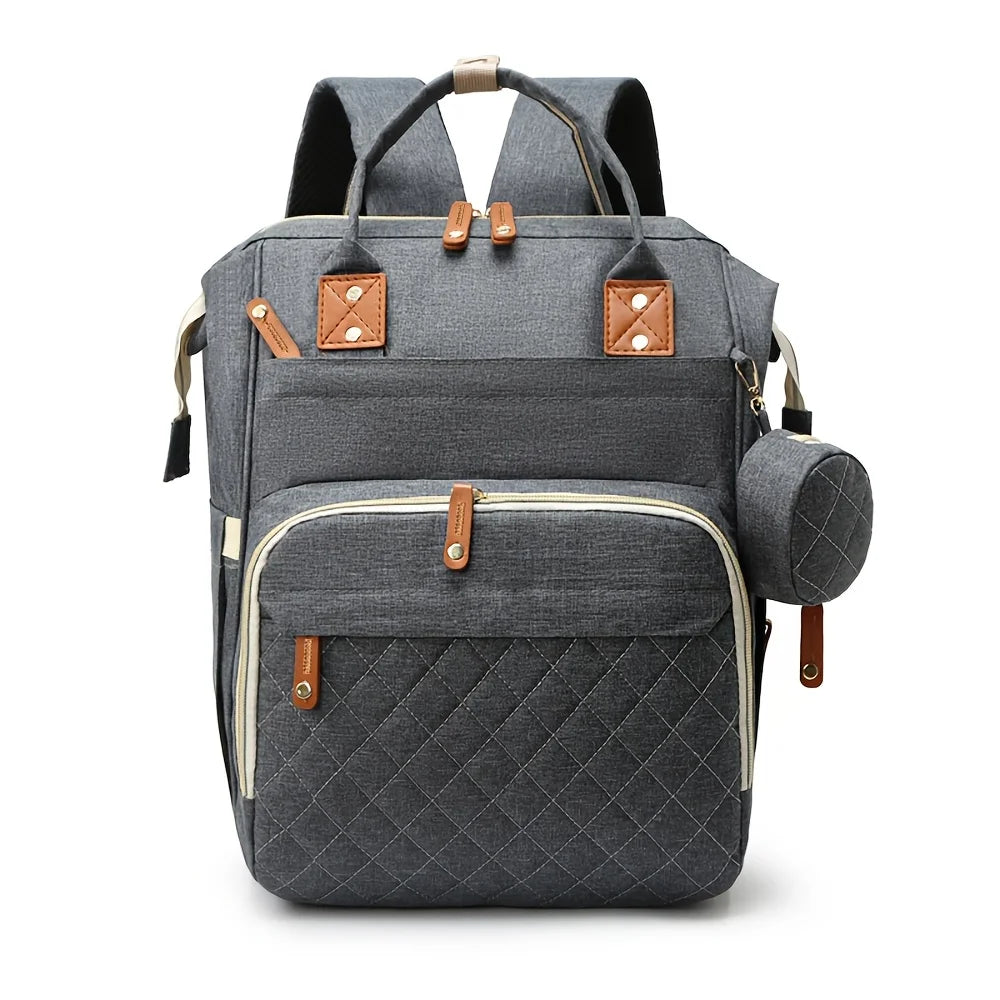 Quilted Multi-Compartment Diaper Bag Backpack