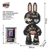 A black graffiti art bear micro building block kit with large ears and detailed features.