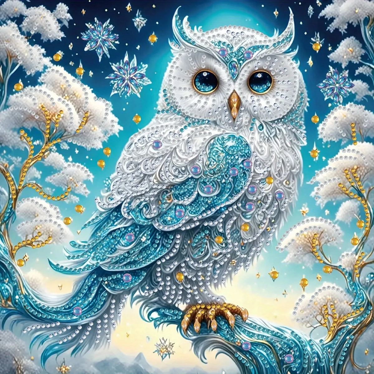 5D Owl Diamond Painting Kit with Tree Branch Design