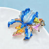 Vintage Pomegranate Flower Brooch with Rhinestone Accents