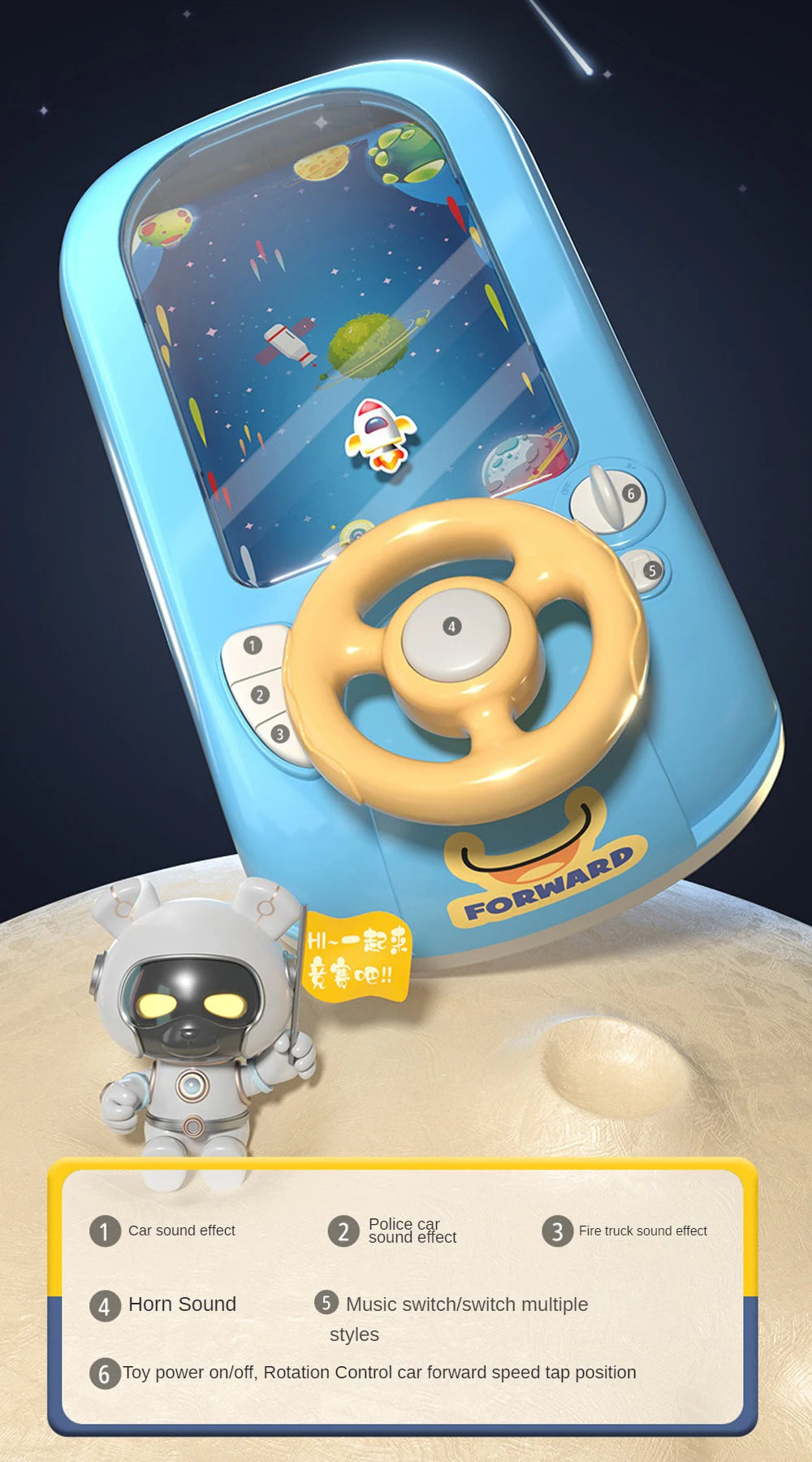 Interactive Musical Steering Wheel Toy for Kids