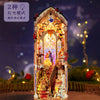 A wooden puzzle kit depicting a scene from Beauty and the Beast, featuring two types of light patterns.
