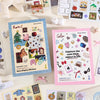 A collection of colorful retro cartoon stickers and decorative elements for journaling and crafting