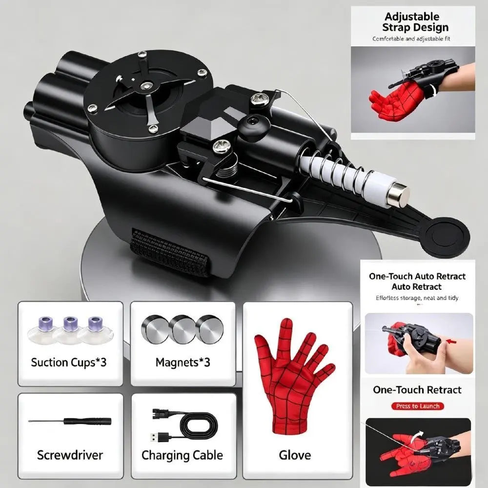 Motorized Web Launcher with Retractable Shooter for Cosplay & Role Play